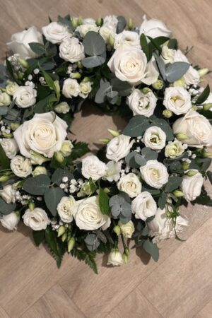 White rose wreath