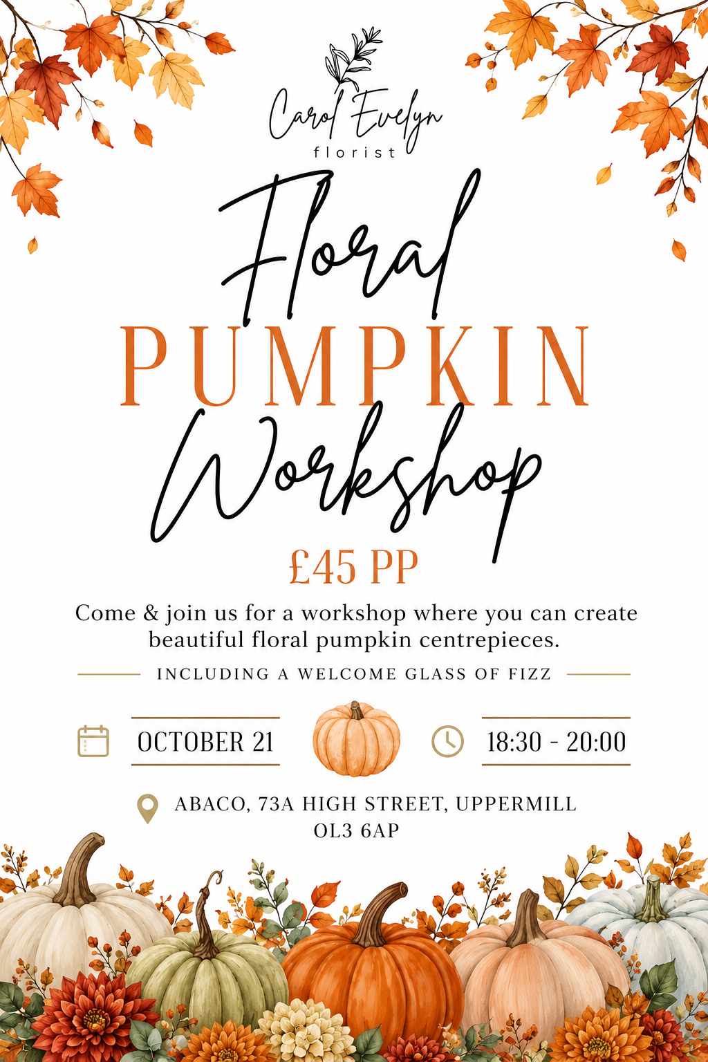 Floral Pumpkin Workshop in Uppermill by Carol Evelyn Florist